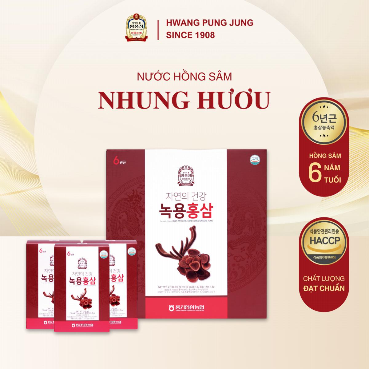 Nước Hồng sâm Nhung hươu thượng hạng 30 gói x 70ml